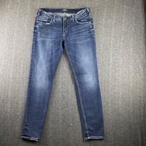 Silver Jeans Sam Skinny Jeans Womens W31/L29 Blue Medium Wash Mid Rise Slim